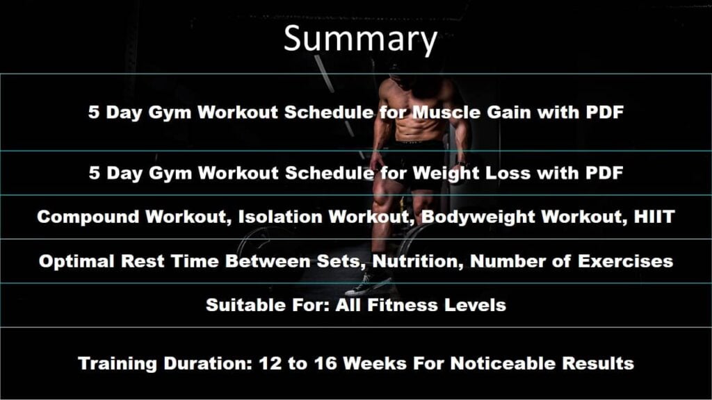 5 Day Gym Workout Schedule PDF