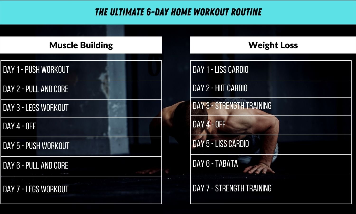 6 Day Workout Routine at Home