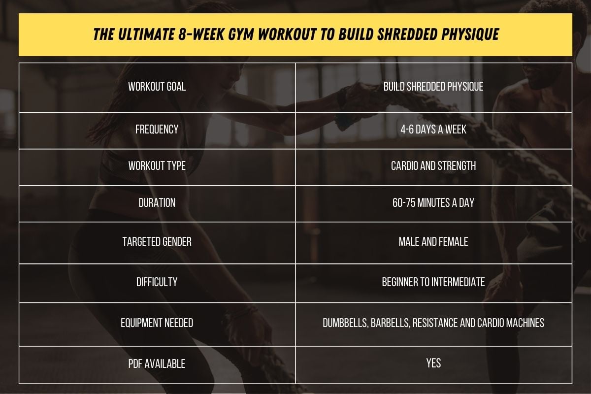 8 week shred workout plan summary