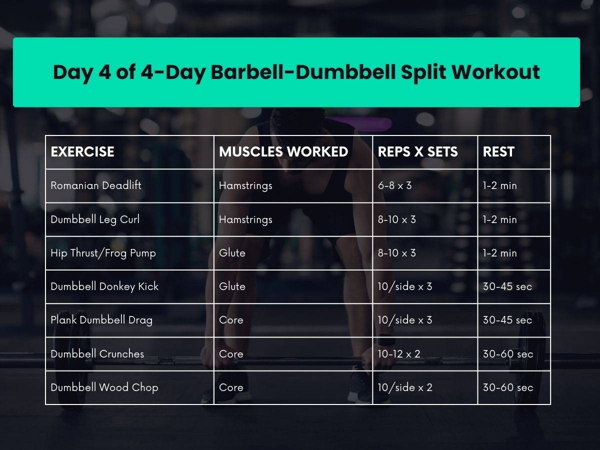 4 day barbell and dumbbell workout