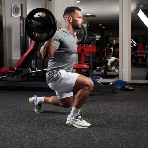 List of 55 Best Compound Exercises with Pictures, Videos & PDF Barbell Walking Lunges
