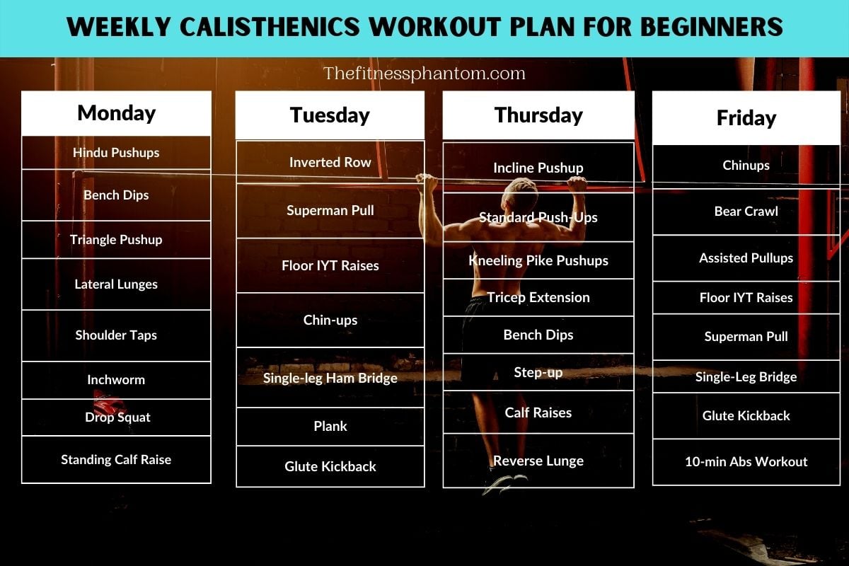 The Best Weekly Calisthenics Workout Plan (Free PDF) Muscle Building Calisthenics Workout Plan for beginners