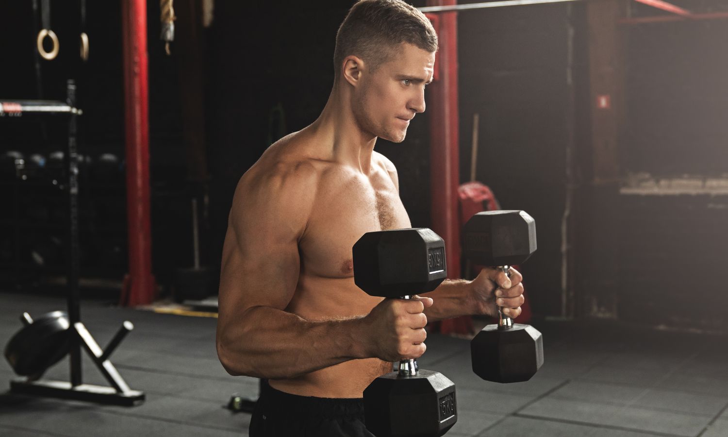 A man doing Cardio with Dumbbells