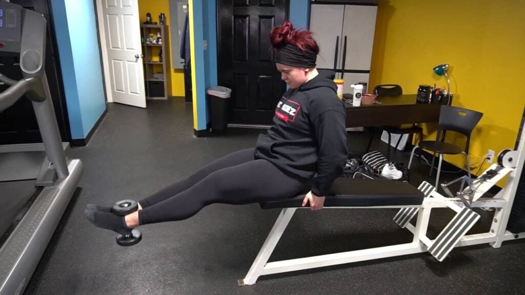 Dumbbell Leg Extension Workout on a weight bench at home