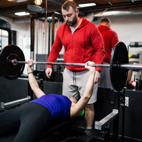 List of 55 Best Compound Exercises with Pictures, Videos & PDF Flat Bench Press, a compound lift for chest muscle.