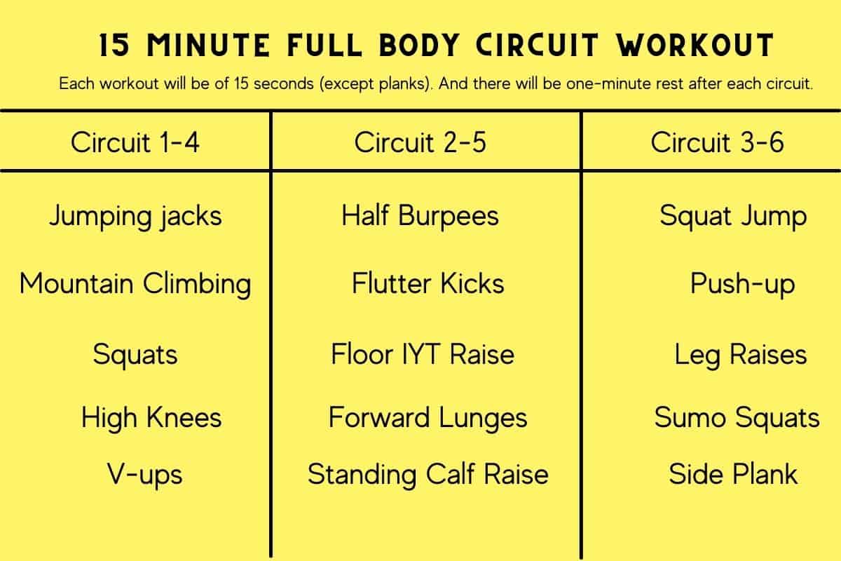 Best Circuit Workout at Home with No Equipment (w/PDF) 15-minute full body circuit workout at home