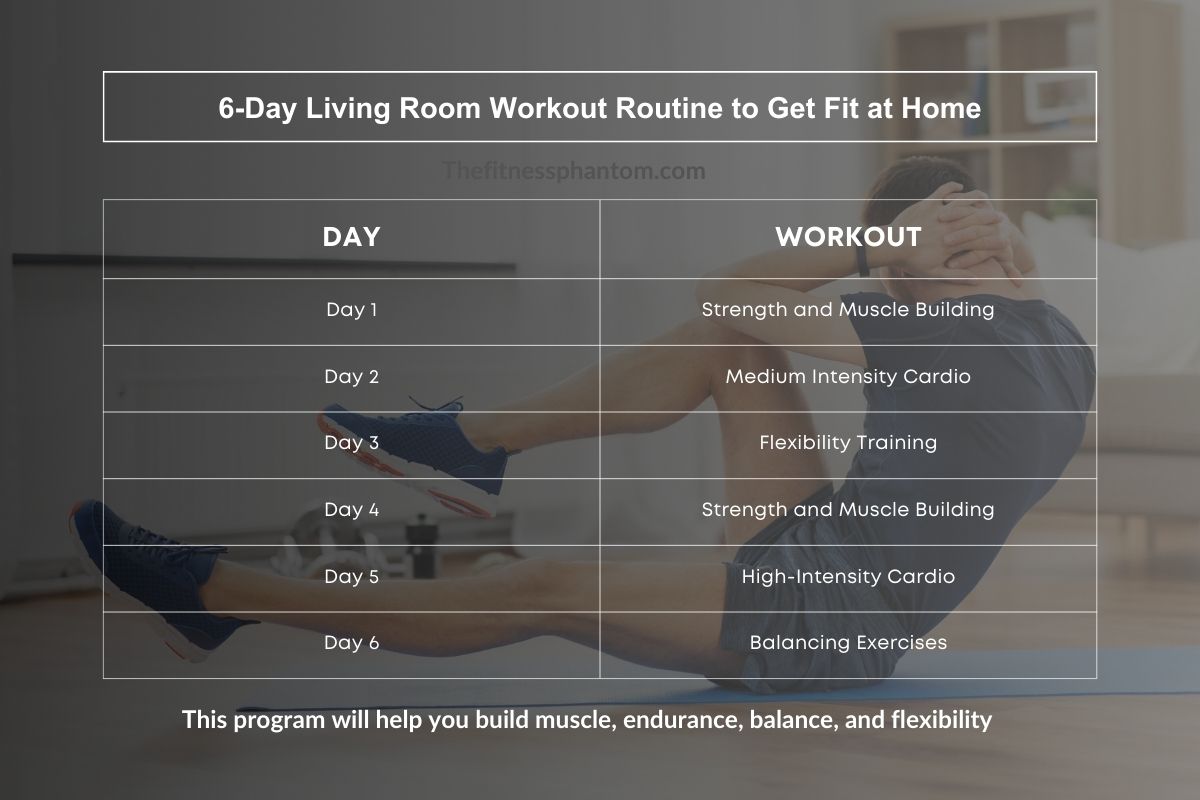 Living Room Workout Routine: 6-Day Plan to Get Fit at Home Living Room Workout Plan