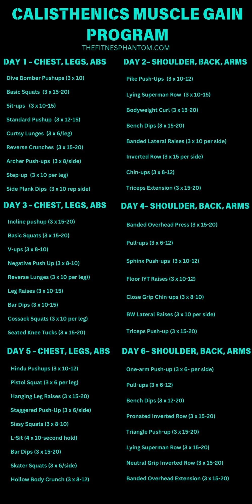 The Best Weekly Calisthenics Workout Plan (Free PDF) Muscle Building Calisthenics Workout Plan