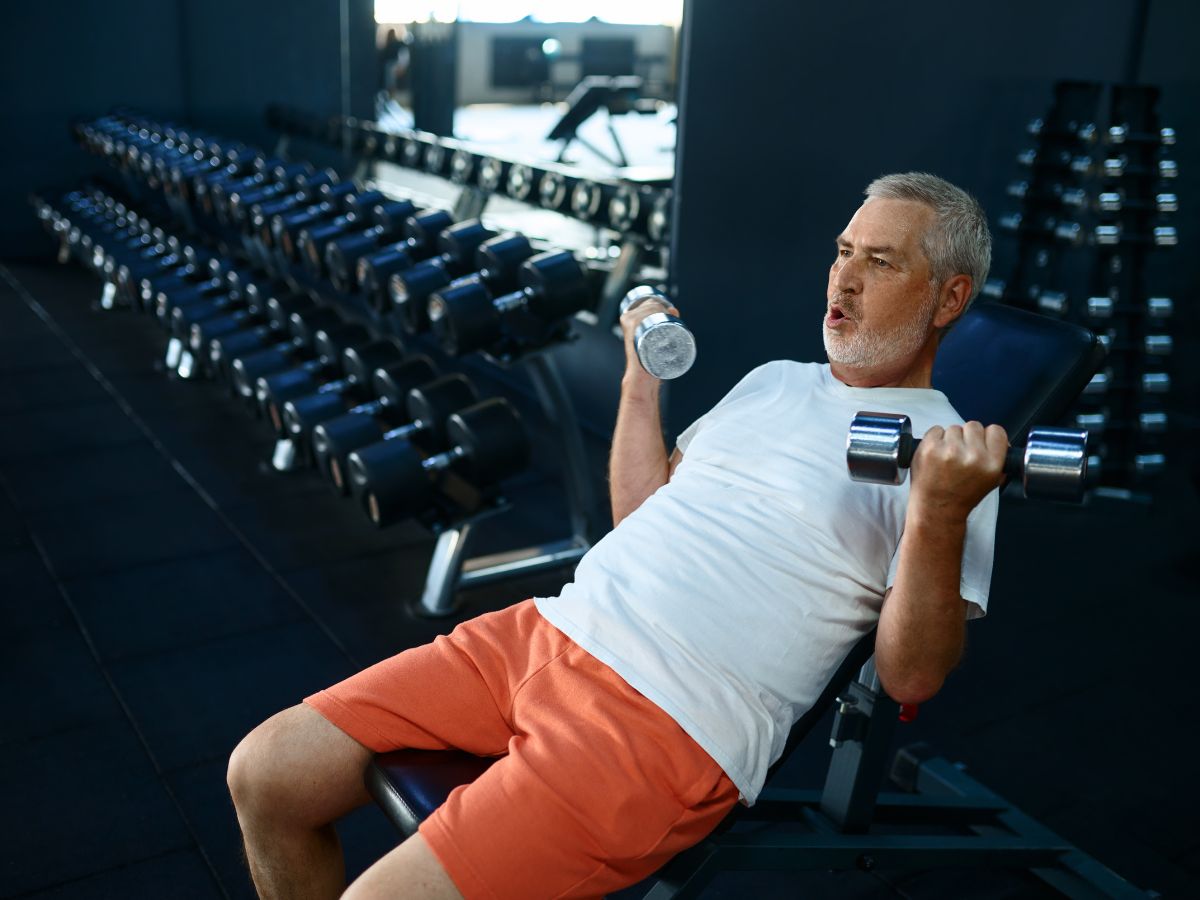 A man over-40 working out to stay strong and healthy.