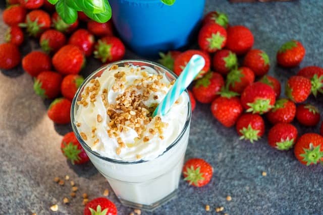 A homemade protein shake can be super effective if you’re trying to gain weight.