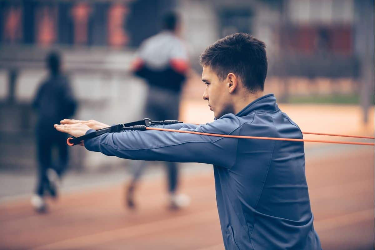 Resistance Band Chest Press Exercise