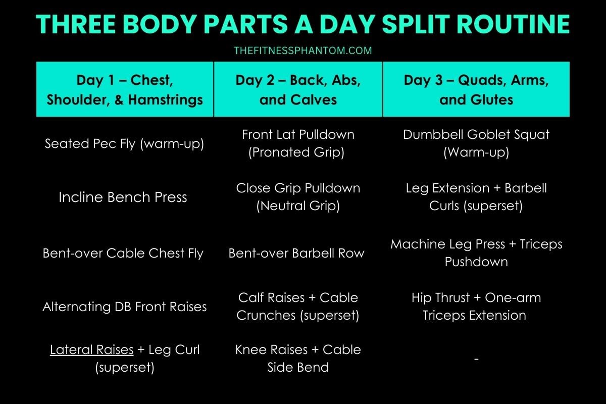 Three Body Parts a Day Split Routine
