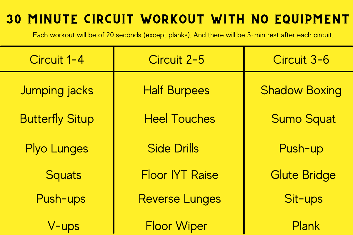 Best Circuit Workout at Home with No Equipment (w/PDF) Circuit Workout with No Equipment